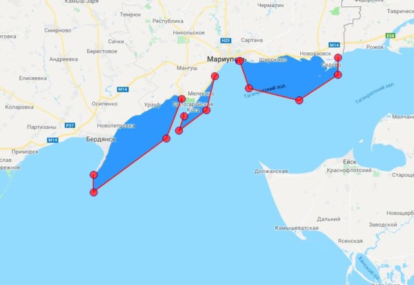 Карта черного и азовского морей с городами